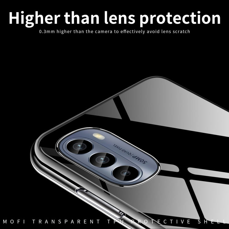 Transparent TPU phone case with raised camera bezel and lens cutouts
