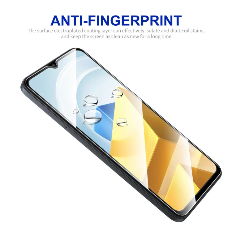 Anti-fingerprint tempered glass screen protector on phone screen, clear 2.5D