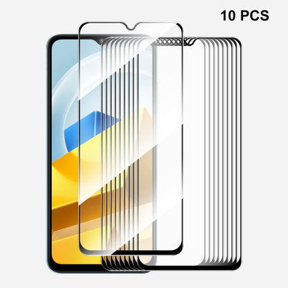 Tempered glass screen protector set, clear 2.5D glass, 10-pack applied on phone
