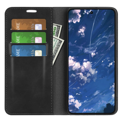 Black leather-look folio phone case with card slots and front cover for screen protection