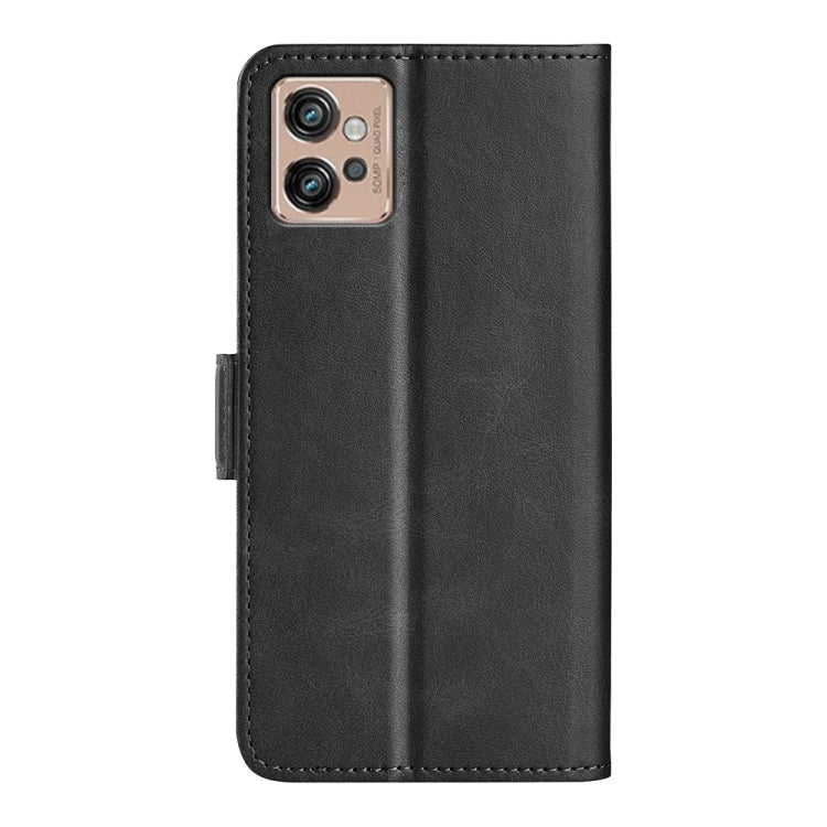 Black leather phone case with camera cutout and magnetic buckle on the side
