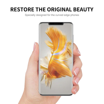 Curved edge PET screen protector film for Huawei Mate 50 Pro, held in hand