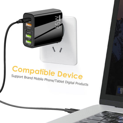 65W Dual PD Type-C + 3 x USB Multi Port Charger with 3A Type-C to Type-C Data Cable, US Plug, US Plug + Type-C to Type-C Cable