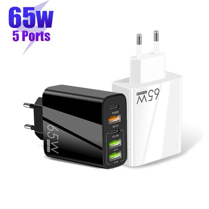 65W Dual PD Type-C + 3 x USB Multi Port Charger with 3A USB to Micro USB Data Cable, EU Plug, EU Plug + USB to Micro USB Cable