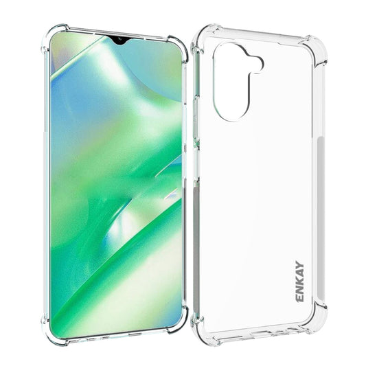 Clear TPU shockproof phone case with reinforced edges and ENKAY branding