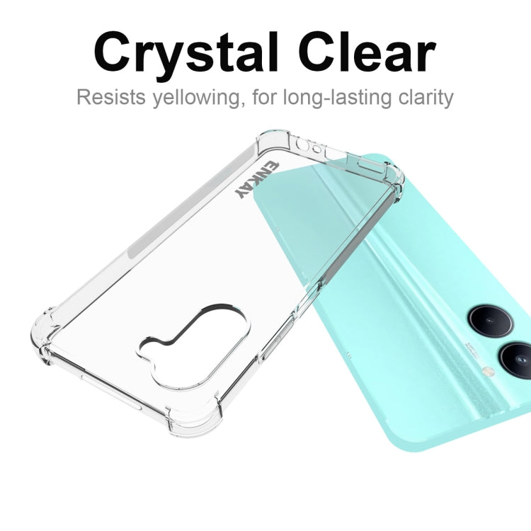 Crystal clear TPU phone case with camera cutout and ENKAY branding