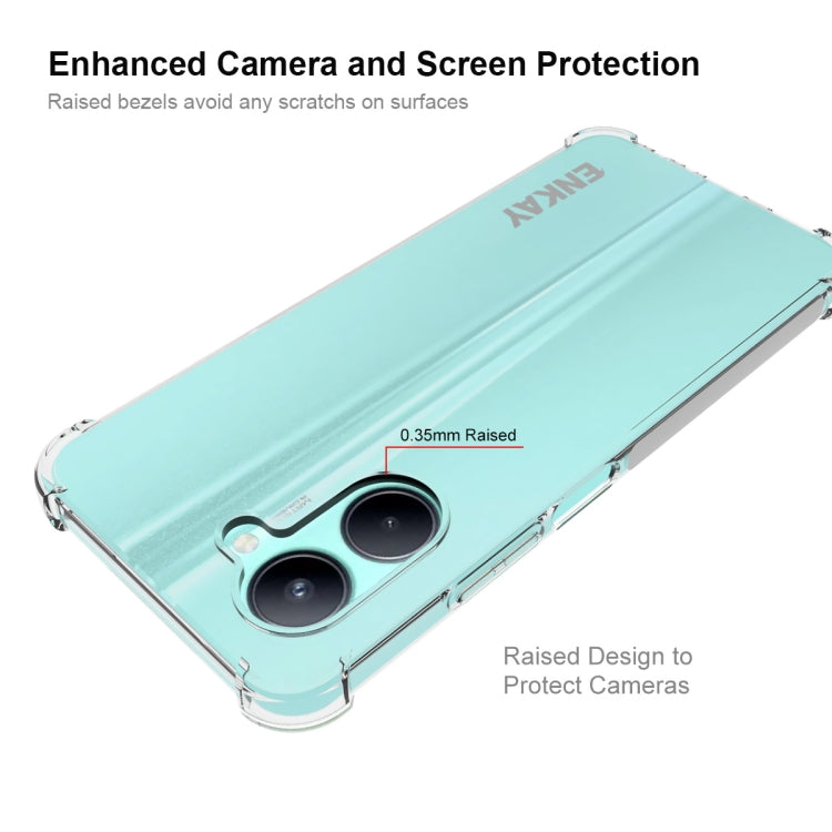 TPU phone case with raised camera and screen protection, clear edges, ENKAY