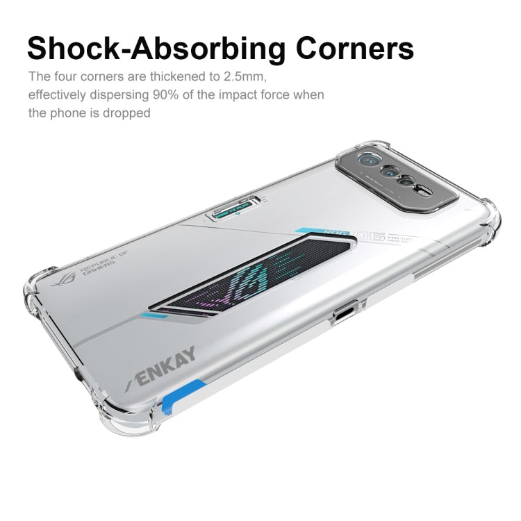 Clear TPU shockproof phone case with reinforced corners for Asus ROG Phone 6