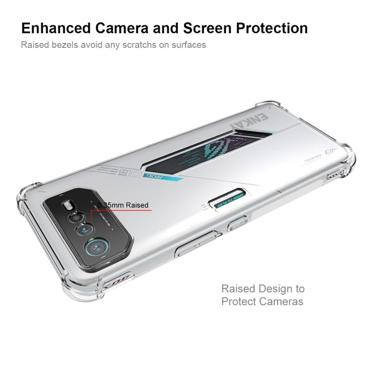 Clear TPU phone case with raised camera and screen protection for Asus ROG Phone 6