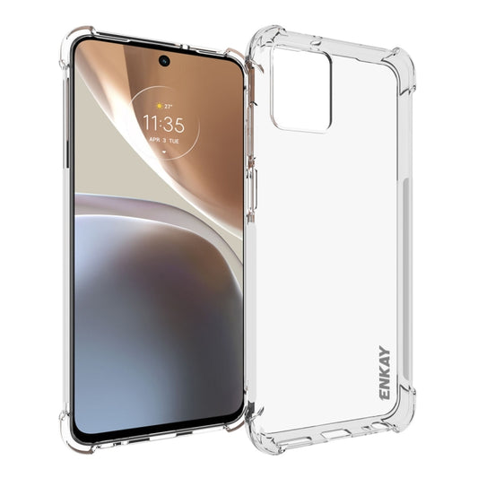 Clear TPU shockproof phone case with open ports and raised edges for screen and camera