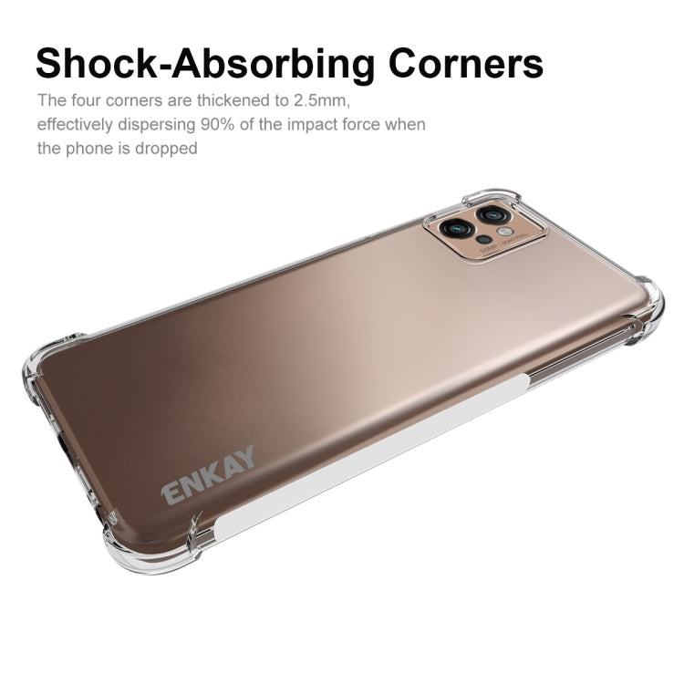 Clear TPU phone case with shock-absorbing corner bumpers and camera opening