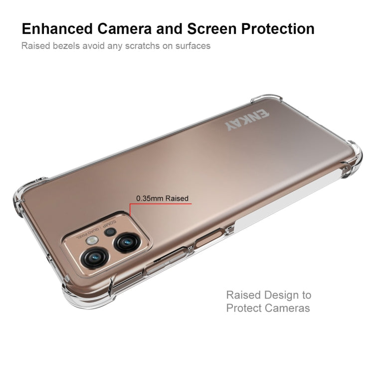 Clear TPU phone case with raised camera bezel and protective screen border