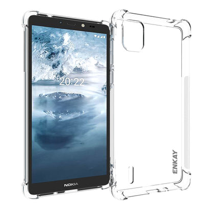 Clear TPU shockproof phone case for Nokia phone, with raised edges and port cutouts