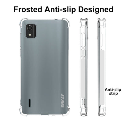 Frosted anti-slip phone case in clear TPU with side grips and camera opening