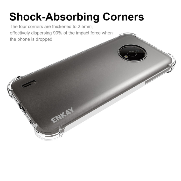 Shockproof phone case with thick corner guards, camera opening, and clear sides