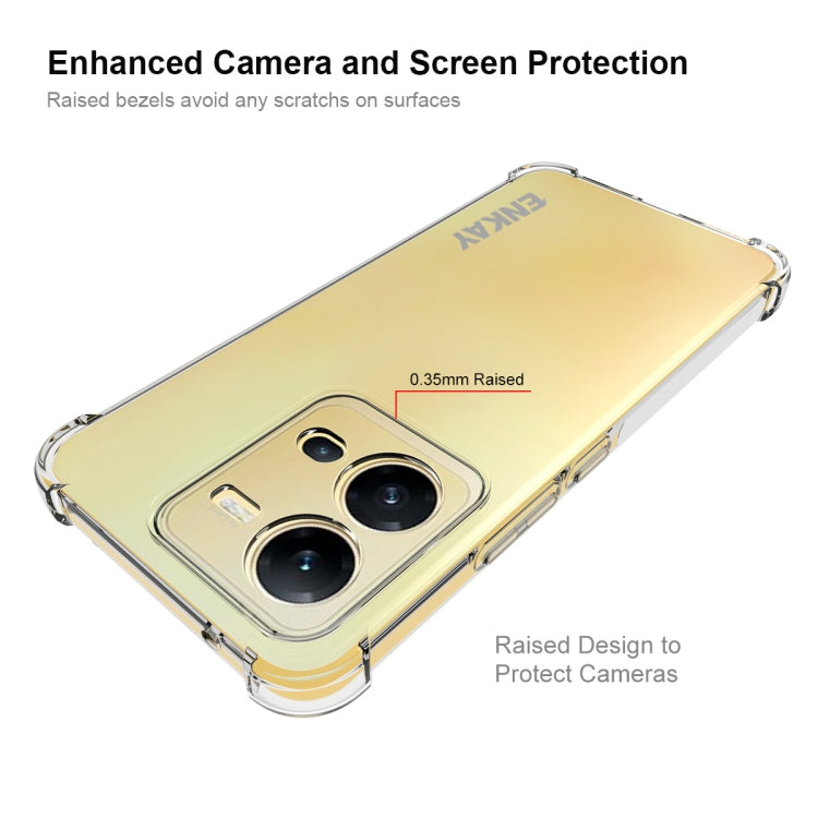 Clear TPU phone case with raised camera bezels and screen protection lip