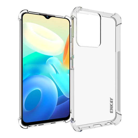 Clear TPU shockproof phone case with cutouts and raised screen and camera edges