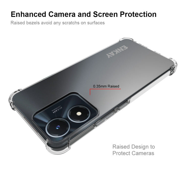 Clear TPU phone case with raised camera and screen bezels for scratch protection