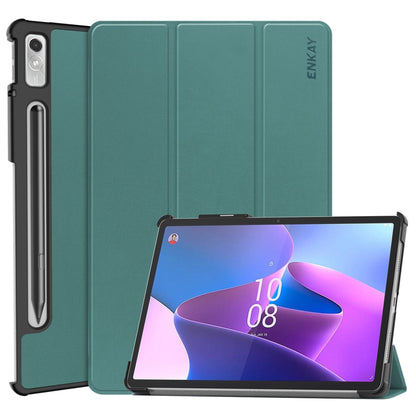 ENKAY dark green tri-fold leather stand case for Lenovo Tab P11 Pro Gen2
