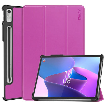 ENKAY purple tri-fold leather stand case for Lenovo Tab P11 Pro Gen2