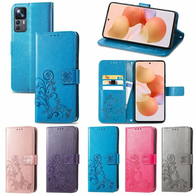 Multi-color leather phone case set with embossed four-leaf clasp flip covers