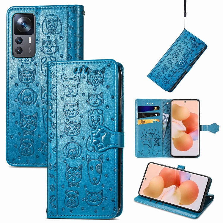 Cute Cat and Dog Embossed Leather Phone Case, For Xiaomi 12T / 12T Pro / Redmi K50 Ultra