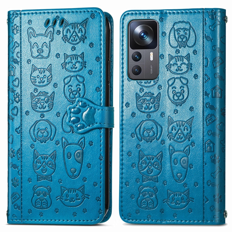 Cute Cat and Dog Embossed Leather Phone Case, For Xiaomi 12T / 12T Pro / Redmi K50 Ultra