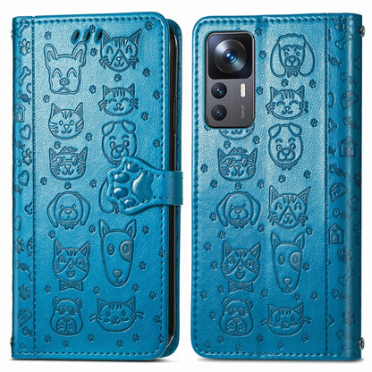 Cute Cat and Dog Embossed Leather Phone Case, For Xiaomi 12T / 12T Pro / Redmi K50 Ultra
