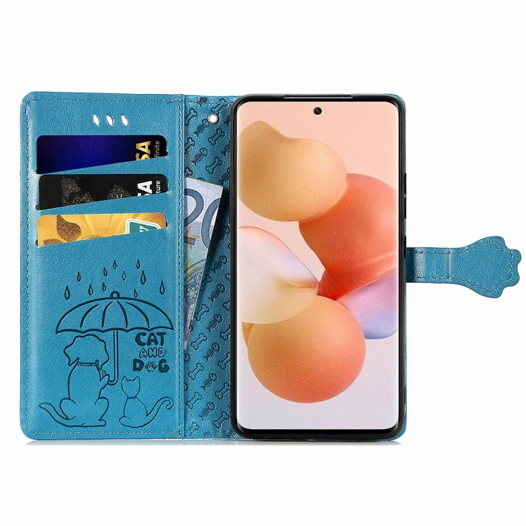 Cute Cat and Dog Embossed Leather Phone Case, For Xiaomi 12T / 12T Pro / Redmi K50 Ultra