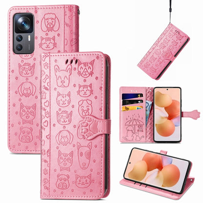 Cute Cat and Dog Embossed Leather Phone Case, For Xiaomi 12T / 12T Pro / Redmi K50 Ultra