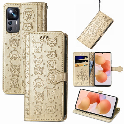 Cute Cat and Dog Embossed Leather Phone Case, For Xiaomi 12T / 12T Pro / Redmi K50 Ultra