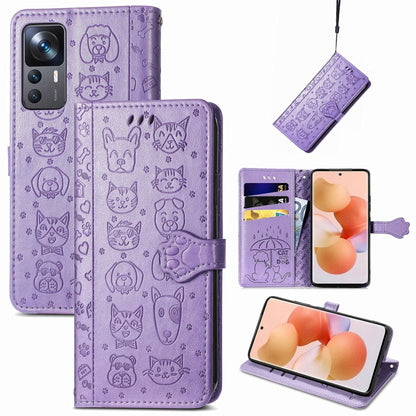 Cute Cat and Dog Embossed Leather Phone Case, For Xiaomi 12T / 12T Pro / Redmi K50 Ultra