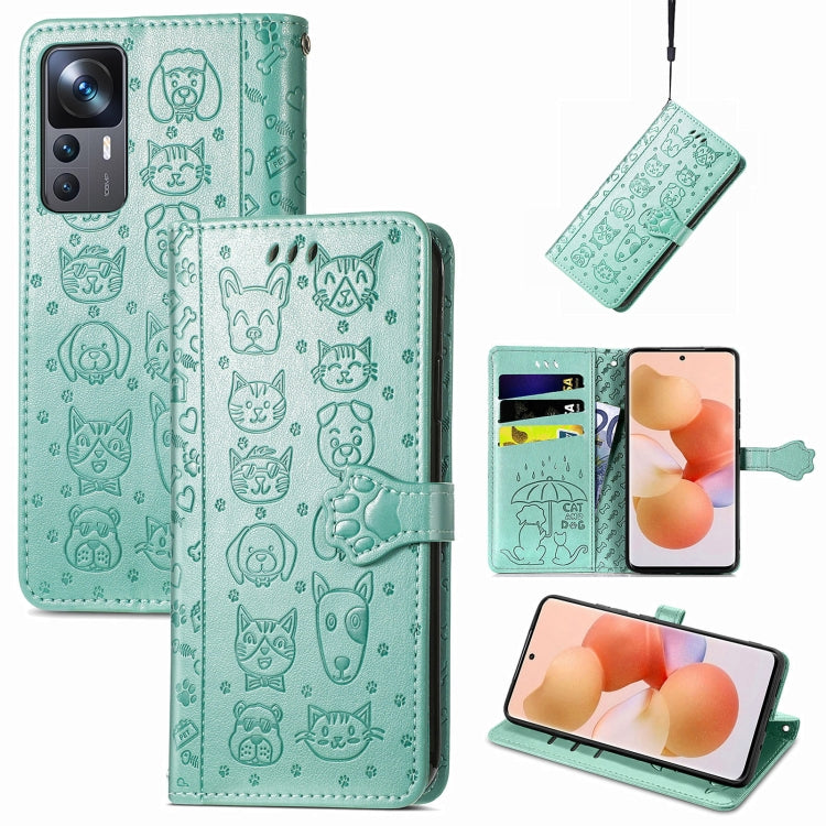 Cute Cat and Dog Embossed Leather Phone Case, For Xiaomi 12T / 12T Pro / Redmi K50 Ultra
