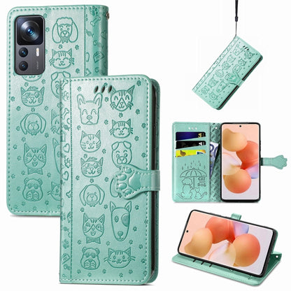 Cute Cat and Dog Embossed Leather Phone Case, For Xiaomi 12T / 12T Pro / Redmi K50 Ultra