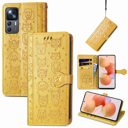Cute Cat and Dog Embossed Leather Phone Case, For Xiaomi 12T / 12T Pro / Redmi K50 Ultra