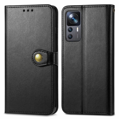 Retro Solid Color Buckle Leather Phone Case, For Xiaomi 12T / 12T Pro / Redmi K50 Ultra
