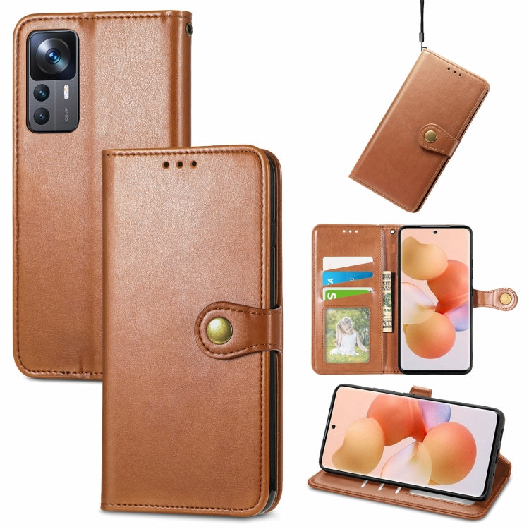 Retro Solid Color Buckle Leather Phone Case, For Xiaomi 12T / 12T Pro / Redmi K50 Ultra