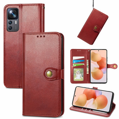 Retro Solid Color Buckle Leather Phone Case, For Xiaomi 12T / 12T Pro / Redmi K50 Ultra