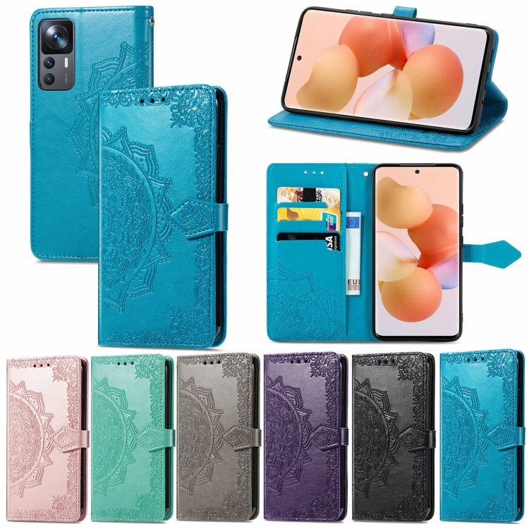 Assorted color embossed mandala leather phone cases with flip cover and card slots