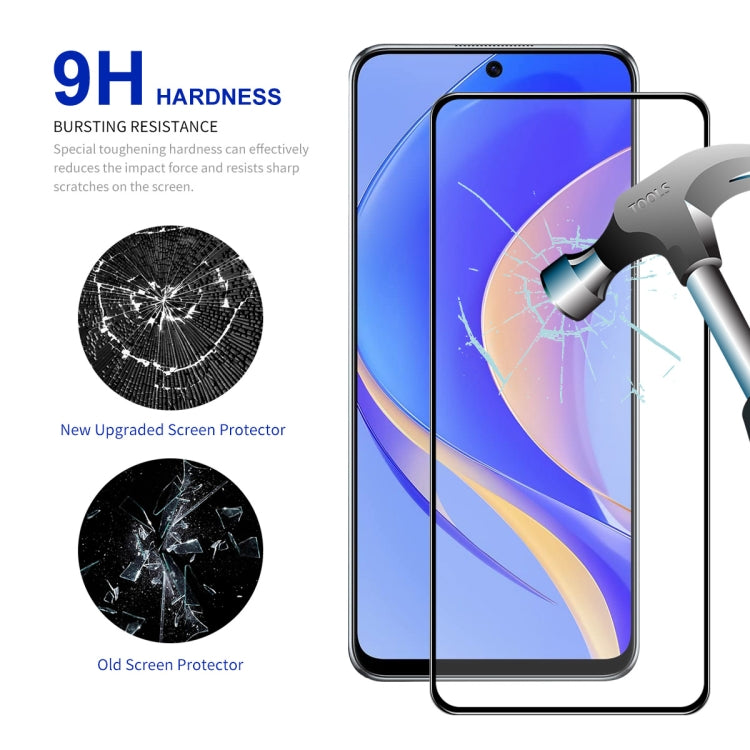 Tempered glass screen protector with 9H hardness on phone screen
