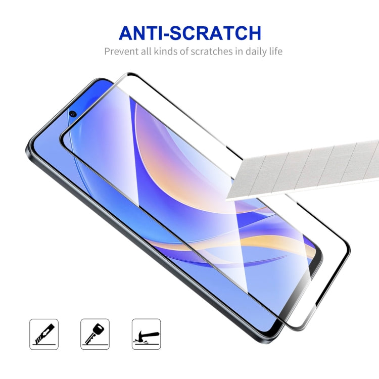 Tempered glass screen protector on phone screen to help prevent scratches
