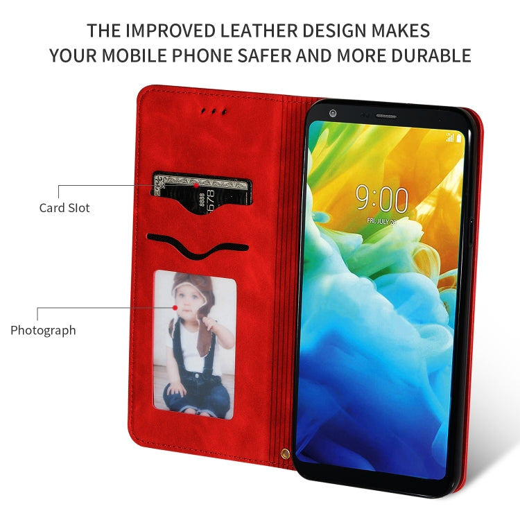 Red leather wallet flip case with card slot and photo pocket for LG Stylo 5