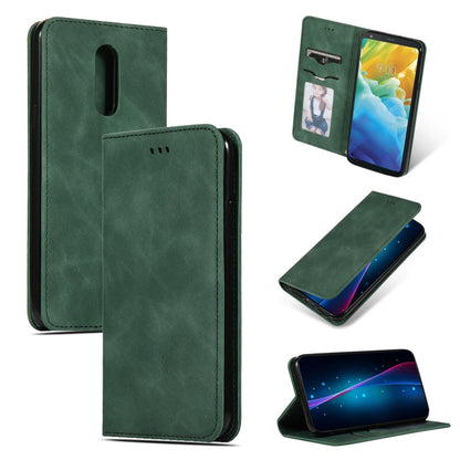 Green magnetic flip leather case for LG Stylo 5 with card slot and stand