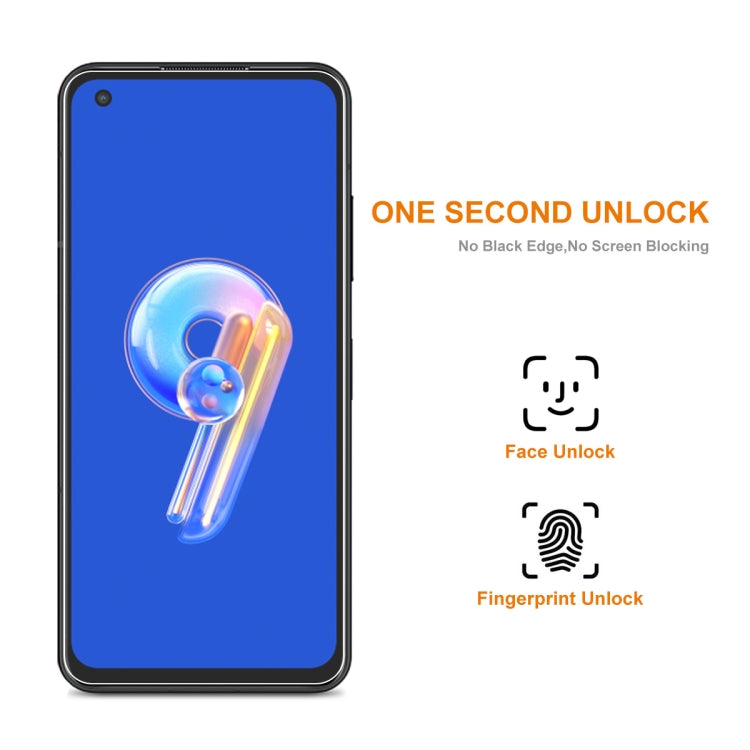 Tempered glass screen protector for Asus Zenfone 9 covering the front display