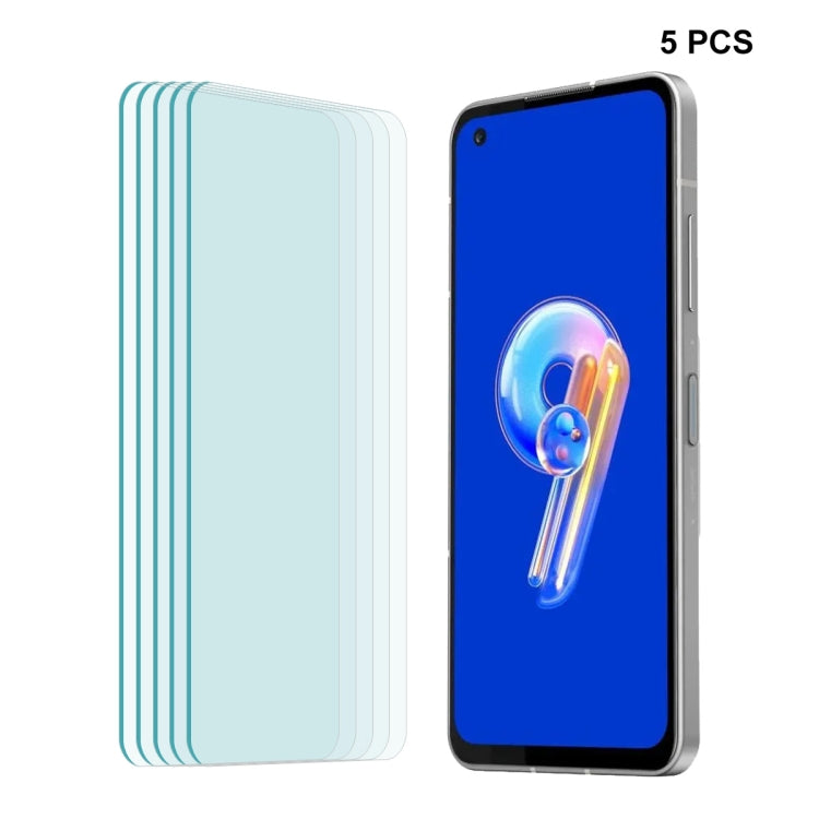 5 pcs tempered glass screen protectors for Asus Zenfone 9 with 2.5D curved edges