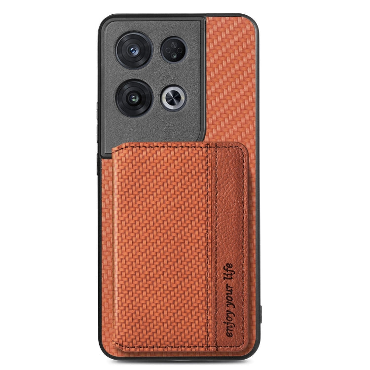 For OPPO Reno 8 Pro Carbon Fiber Magnetic Card Bag Phone Case