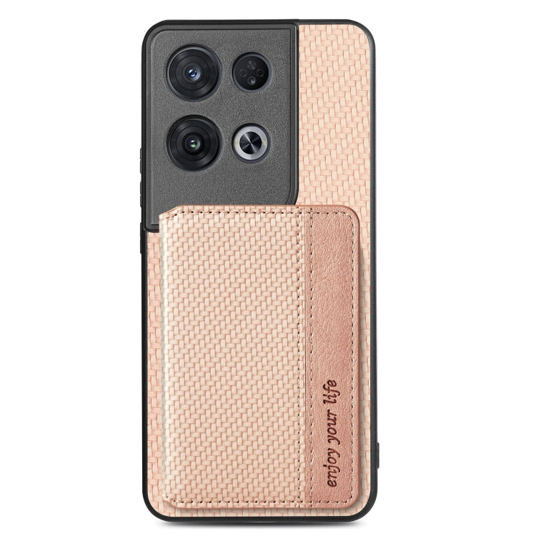 For OPPO Reno 8 Pro Carbon Fiber Magnetic Card Bag Phone Case
