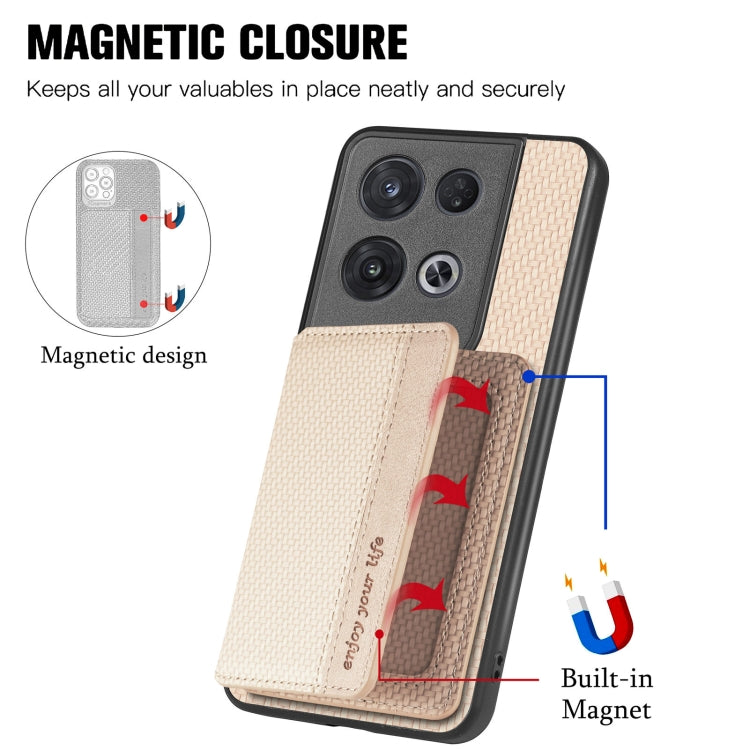 For OPPO Reno 8 Pro Carbon Fiber Magnetic Card Bag Phone Case
