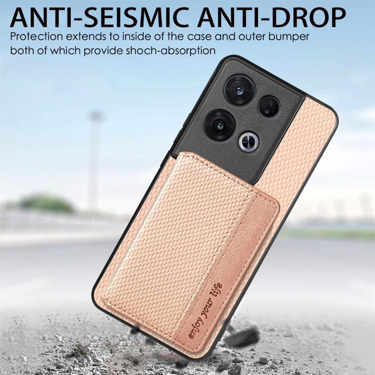For OPPO Reno 8 Pro Carbon Fiber Magnetic Card Bag Phone Case