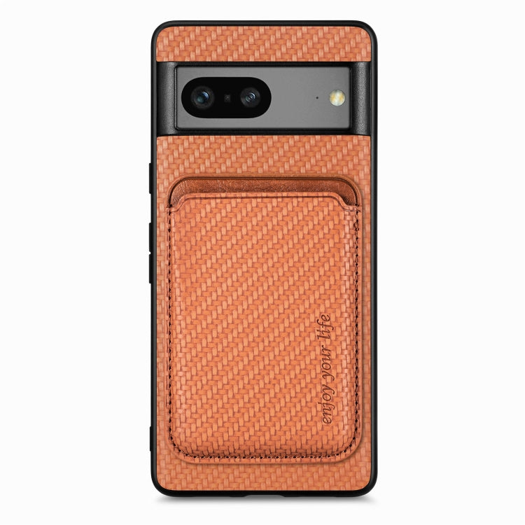 For Google Pixel 7 Carbon Fiber Leather Card Magsafe Phone Case